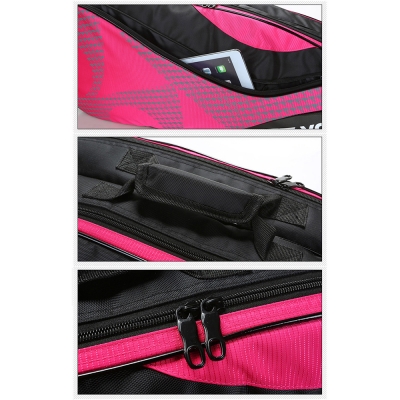 Спортивная cумка-рюкзак Yonex для теннисных ракеток с отделениями для обуви и одежды розовая-9